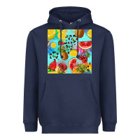 Navy fruits tie dye seamless pattern Heavyweight Hoodie - Zillion Design Studio