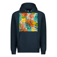 Navy pineapple and lemon seamless pattern Premium Hoodie - BundleAndBundleShop