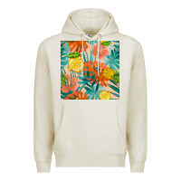 Oatmeal Heather pineapple and lemon seamless pattern Premium Hoodie - BundleAndBundleShop
