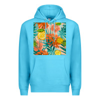 Ocean Blue pineapple and lemon seamless pattern Premium Hoodie - BundleAndBundleShop
