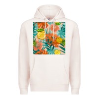 Pale Pink pineapple and lemon seamless pattern Premium Hoodie - BundleAndBundleShop