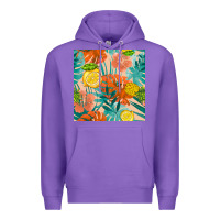Purple pineapple and lemon seamless pattern Premium Hoodie - BundleAndBundleShop