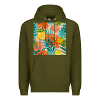 Army Green pineapple and lemon seamless pattern Premium Hoodie - BundleAndBundleShop