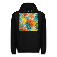 Black pineapple and lemon seamless pattern Premium Hoodie - BundleAndBundleShop