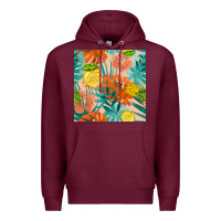 Burgundy pineapple and lemon seamless pattern Premium Hoodie - BundleAndBundleShop