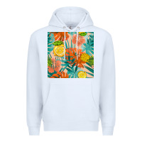 White pineapple and lemon seamless pattern Premium Hoodie - BundleAndBundleShop
