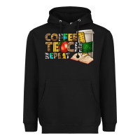 Black coffee teach repeat Heavyweight Hoodie - texasbilliewilder