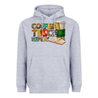Heather Grey coffee teach repeat Heavyweight Hoodie - texasbilliewilder