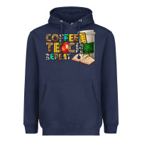 Navy coffee teach repeat Heavyweight Hoodie - texasbilliewilder