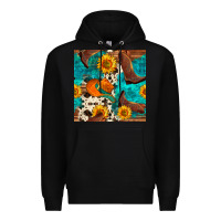 Black cowboy boots and hat seamless pattern Premium Hoodie - BundleAndBundleShop