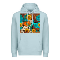 Blue Mist cowboy boots and hat seamless pattern Premium Hoodie - BundleAndBundleShop