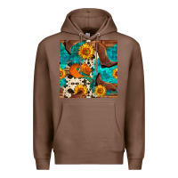 Chestnut cowboy boots and hat seamless pattern Premium Hoodie - BundleAndBundleShop