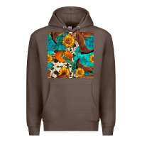 Coffee cowboy boots and hat seamless pattern Premium Hoodie - BundleAndBundleShop