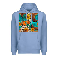 Colony Blue cowboy boots and hat seamless pattern Premium Hoodie - BundleAndBundleShop