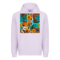 Lilac cowboy boots and hat seamless pattern Premium Hoodie - BundleAndBundleShop