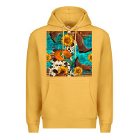Mustard cowboy boots and hat seamless pattern Premium Hoodie - BundleAndBundleShop