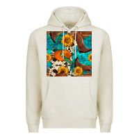 Oatmeal Heather cowboy boots and hat seamless pattern Premium Hoodie - BundleAndBundleShop