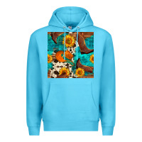Ocean Blue cowboy boots and hat seamless pattern Premium Hoodie - BundleAndBundleShop