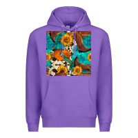 Purple cowboy boots and hat seamless pattern Premium Hoodie - BundleAndBundleShop