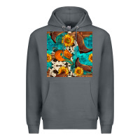 Rock cowboy boots and hat seamless pattern Premium Hoodie - BundleAndBundleShop