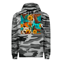 Slate Camo cowboy boots and hat seamless pattern Premium Hoodie - BundleAndBundleShop