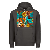 Smoke cowboy boots and hat seamless pattern Premium Hoodie - BundleAndBundleShop