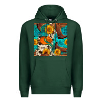 Sports Green cowboy boots and hat seamless pattern Premium Hoodie - BundleAndBundleShop