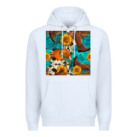 White cowboy boots and hat seamless pattern Premium Hoodie - BundleAndBundleShop