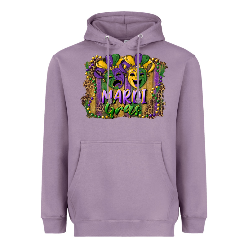 Mardi Gras Mask With Leopard Background Heavyweight Hoodie by RanaPortraitStore | Teevron