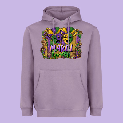 Mardi Gras Mask With Leopard Background Heavyweight Hoodie Designed By Ranaportraitstore
