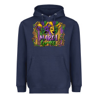 Navy mardi gras mask with leopard background Heavyweight Hoodie - RanaPortraitStore