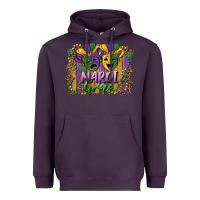 Plum mardi gras mask with leopard background Heavyweight Hoodie - RanaPortraitStore