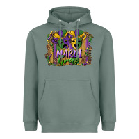 Sage mardi gras mask with leopard background Heavyweight Hoodie - RanaPortraitStore