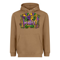 Toasted Coconut mardi gras mask with leopard background Heavyweight Hoodie - RanaPortraitStore