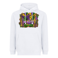 White mardi gras mask with leopard background Heavyweight Hoodie - RanaPortraitStore