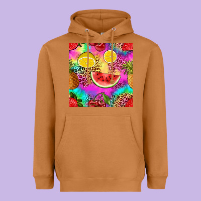 Fruits Leopard Tie Dye Seamless Pattern Heavyweight Hoodie Designed By Zillion Design Studio