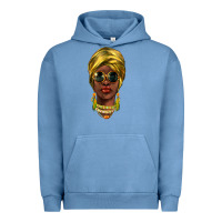 Pigment Pebble Blue african woman Urban Hoodie - NancyCooperArtShop