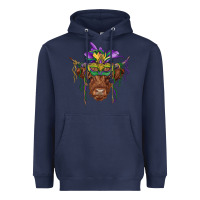 Navy mardi gras mask highland cow Heavyweight Hoodie - RanaPortraitStore