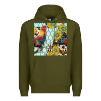 Army Green western rooster seamless pattern Premium Hoodie - BundleAndBundleShop