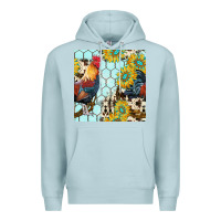 Blue Mist western rooster seamless pattern Premium Hoodie - BundleAndBundleShop