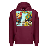 Burgundy western rooster seamless pattern Premium Hoodie - BundleAndBundleShop
