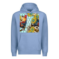 Colony Blue western rooster seamless pattern Premium Hoodie - BundleAndBundleShop