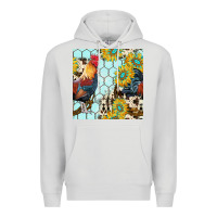 Dove Grey western rooster seamless pattern Premium Hoodie - BundleAndBundleShop