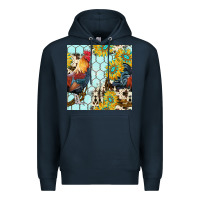 Navy western rooster seamless pattern Premium Hoodie - BundleAndBundleShop