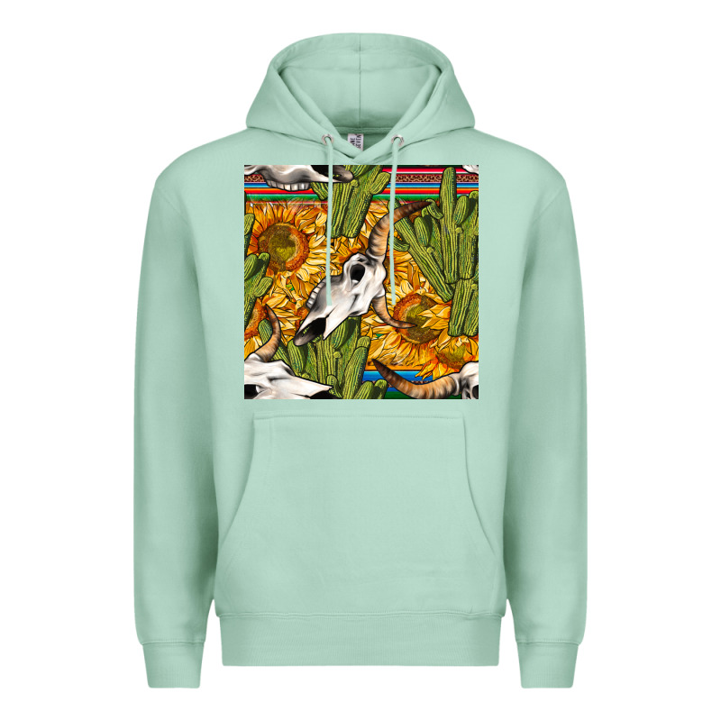 Western Bull Skull Seamless Pattern Premium Hoodie by BundleAndBundleShop | Teevron