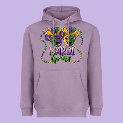Mardi Gras Mask And Beads Heavyweight Hoodie Designed By Ranaportraitstore