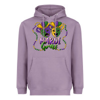 Lavender mardi gras mask and beads Heavyweight Hoodie - RanaPortraitStore