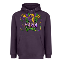 Plum mardi gras mask and beads Heavyweight Hoodie - RanaPortraitStore