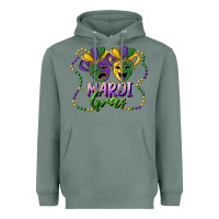 Sage mardi gras mask and beads Heavyweight Hoodie - RanaPortraitStore