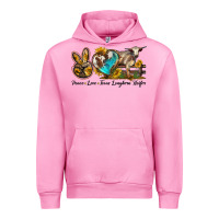 Fuchsia Pink peace love longhorn heifer Urban Hoodie - LillyAllenDesigns